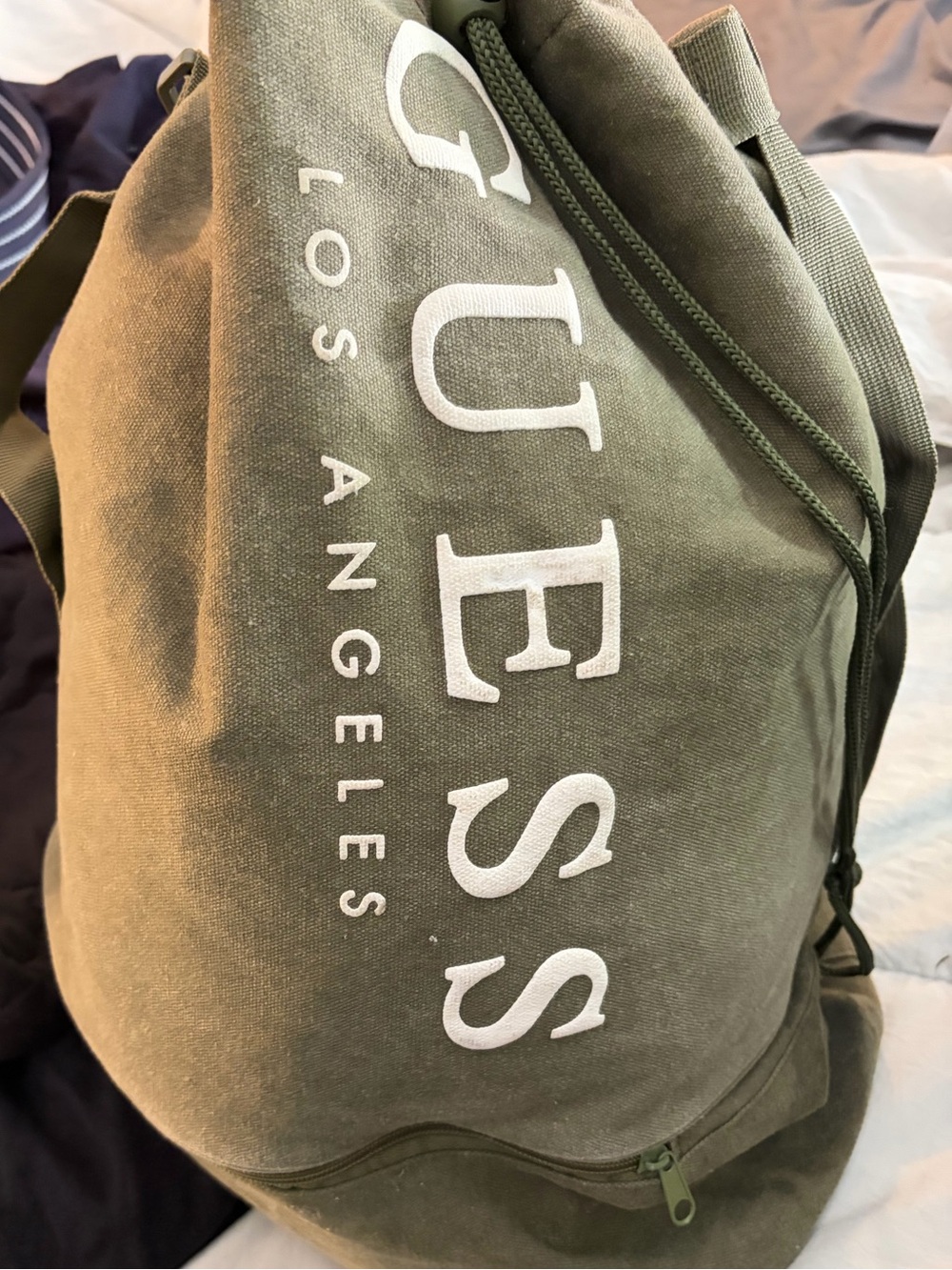 GUESS Canvas Messenger Bag in Olive Green